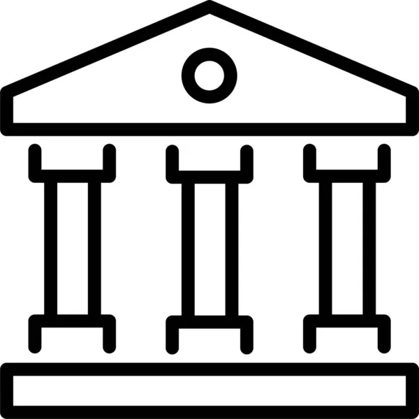 Banco Icono Del Edificio Bancario Estilo Esquema — Archivo Imágenes Vectoriales