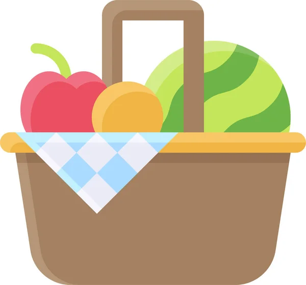 Korb Lebensmittel Obst Symbol Der Sommer Kategorie — Stockvektor