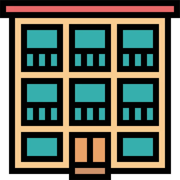 Apartment Building Condominium Icon Filledoutline Style — Stock Vector