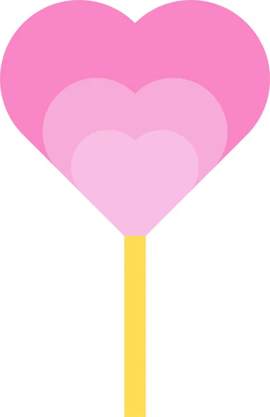 Candy Heart Lollipop Icon Flat Style — Stock Vector