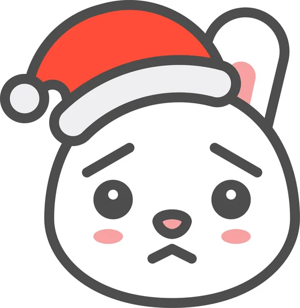 Bunny Christmas Emoji Icon Filledoutline Style — Stock Vector