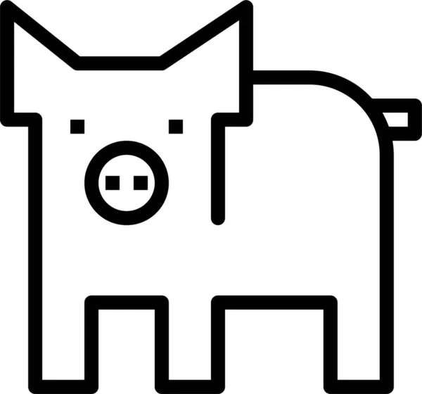 Farm Mammal Pig Icon Outline Style — Wektor stockowy
