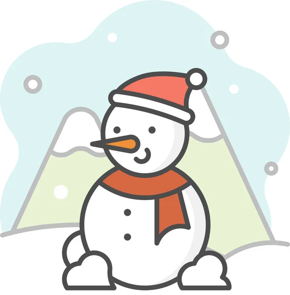 Snowman Winter Christmas Icon Winter Category — Vetor de Stock