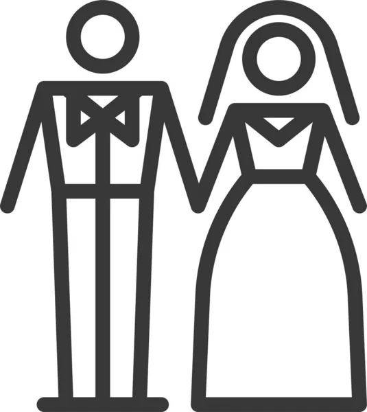 Bridge Couple Groom Icon Outline Style — 스톡 벡터