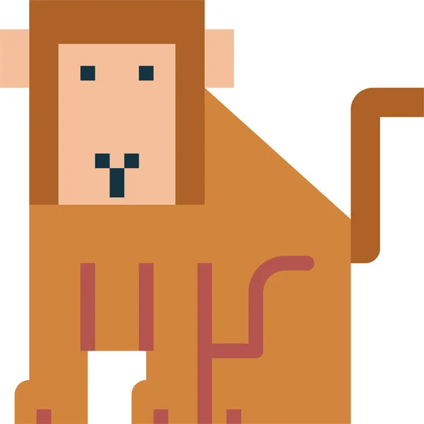 Ape Mammal Monkey Icon Flat Style — Vetor de Stock