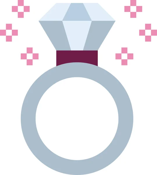 Diamond Jewel Ring Icon Flat Style — Vector de stock