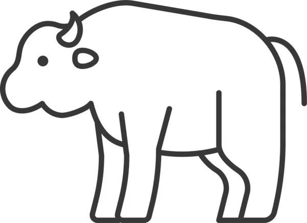 Ζώο Bison Θηλαστικό Εικονίδιο Στυλ Περίγραμμα — Διανυσματικό Αρχείο