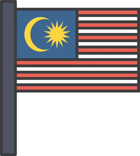 Ikon Tanda Negara Asia Dalam Gaya Filledoutline - Stok Vektor