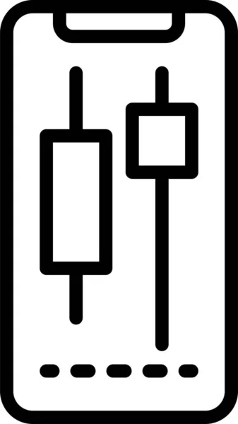 Candlestick Chart Phone Icon Outline Style — Image vectorielle