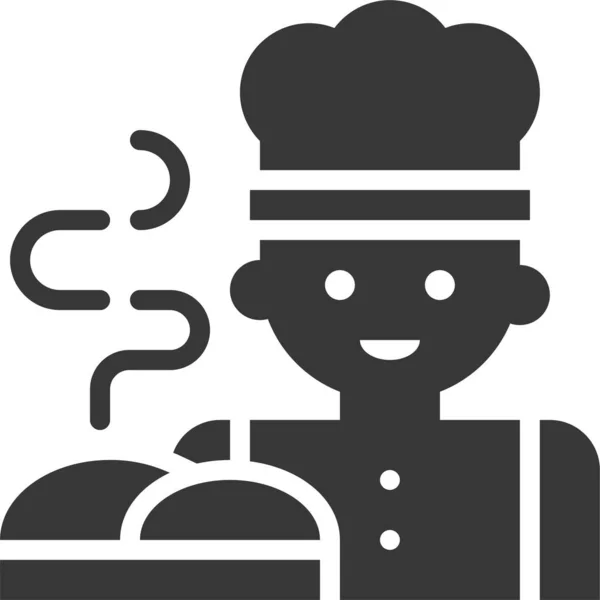 Bakkerij Chef Kok Koken Pictogram Solide Stijl — Stockvector