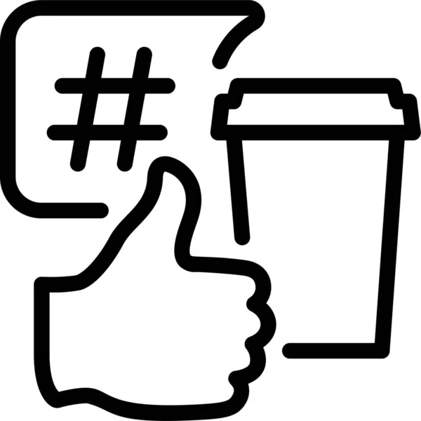 Como Icono Café Hashtag Estilo Esquema — Archivo Imágenes Vectoriales