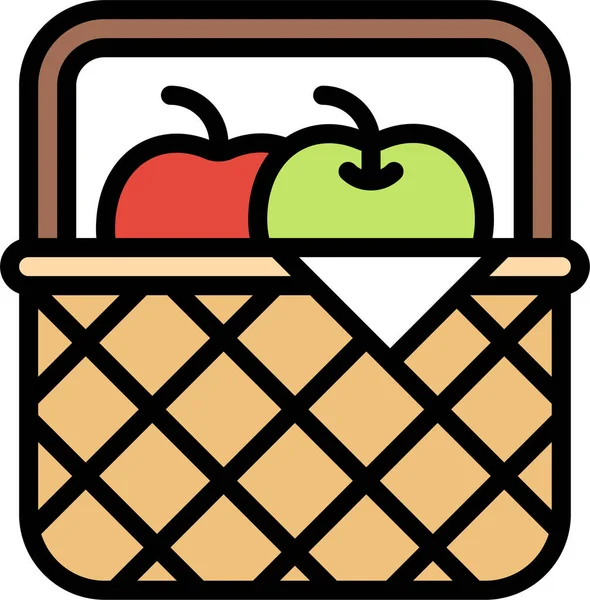Äpfel Korb Frisches Symbol — Stockvektor