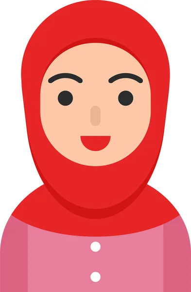 Avatar Hijab Islam Icône Dans Style Plat — Image vectorielle