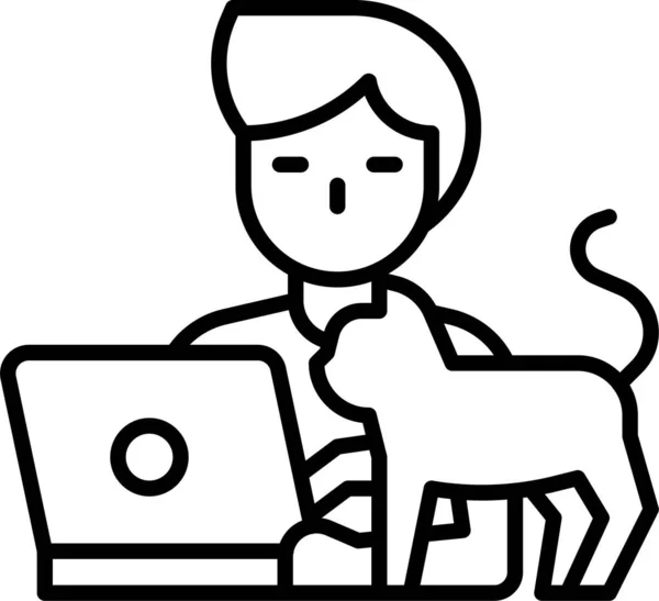 Gato Freelance Casa Icono — Vector de stock