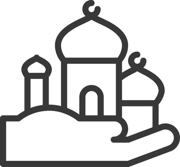 Icona Masjid Islam Abrahamic Stile Contorno — Vettoriale Stock