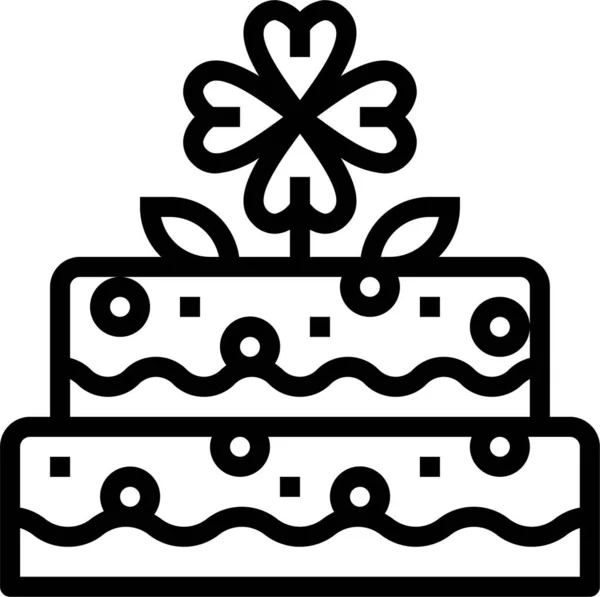 Иконка Празднования Торта Стиле Наброска — стоковый вектор