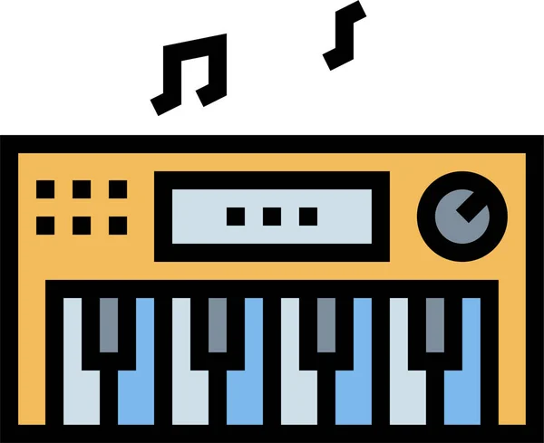 Electronic Keyboard Music Icon Filledoutline Style —  Vetores de Stock