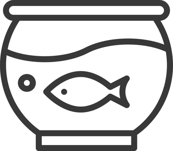 Fisk Skål Sällskapsdjur Ikon Kontur Stil — Stock vektor