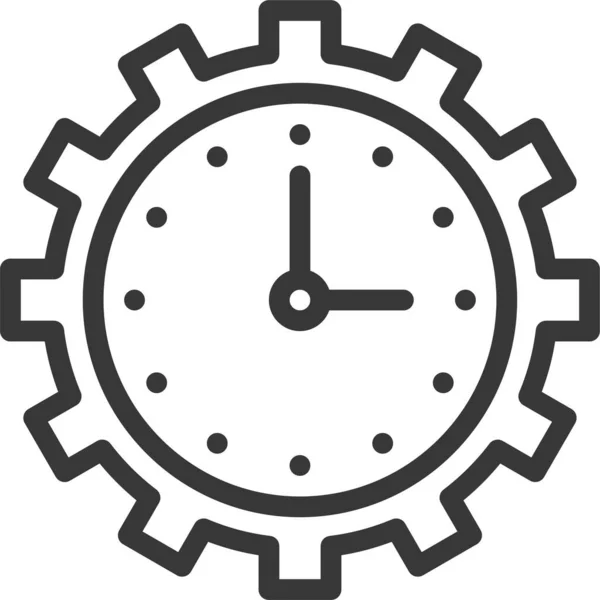 Icono Engranaje Reloj Negocios Estilo Esquema — Vector de stock