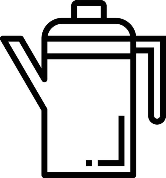 Icône Pot Café Pot Dans Style Contour — Image vectorielle