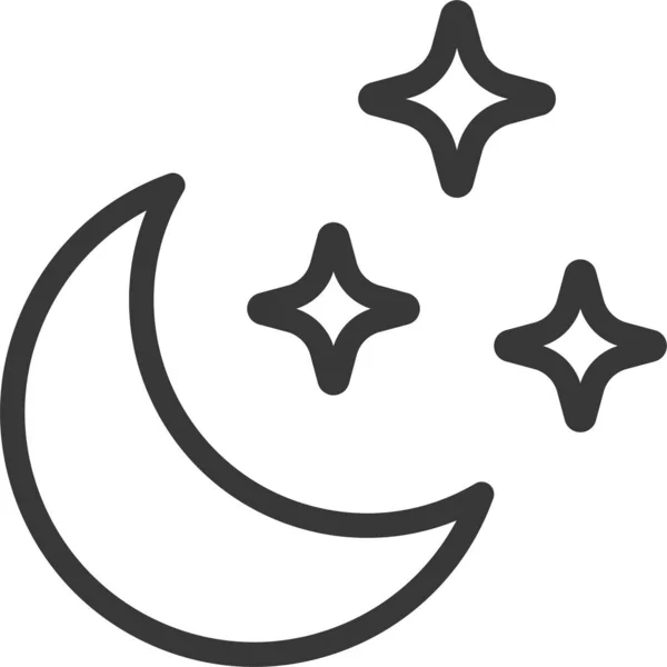 Crescent Moon Sparkle Icon Outline Style — Stock Vector