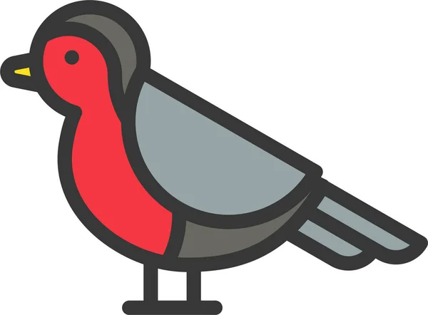 Animale Uccello Icona Natale Pieno Stile Contorno — Vettoriale Stock