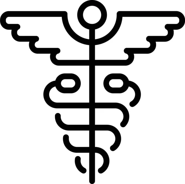 Icono Del Hospital Atención Médica Caduceus Estilo Esquema — Archivo Imágenes Vectoriales