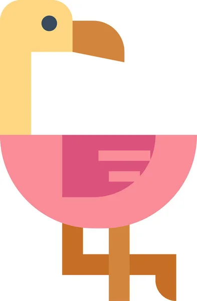 Animal Oiseau Flamant Rose Icône Dans Style Plat — Image vectorielle