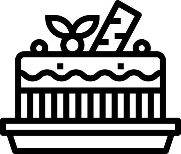 Gâteau Boulangerie Icône Dessert Dans Style Contour — Image vectorielle