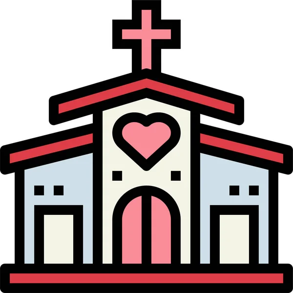 Catholic Church Landmark Icon Filledoutline Style — Stok Vektör