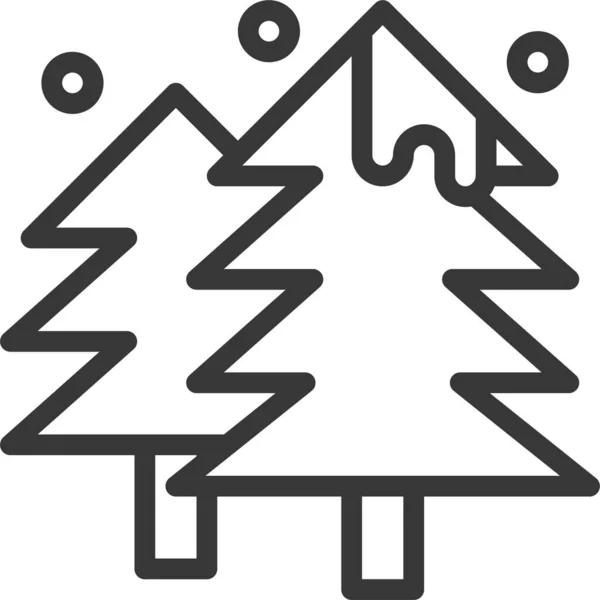 Χριστουγεννιάτικο Πεύκο Εικονίδιο Στυλ Περίγραμμα — Διανυσματικό Αρχείο