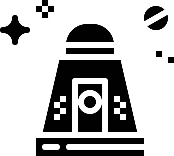 Capsule Galaxy Rocket Icon Solid Style — Vetor de Stock