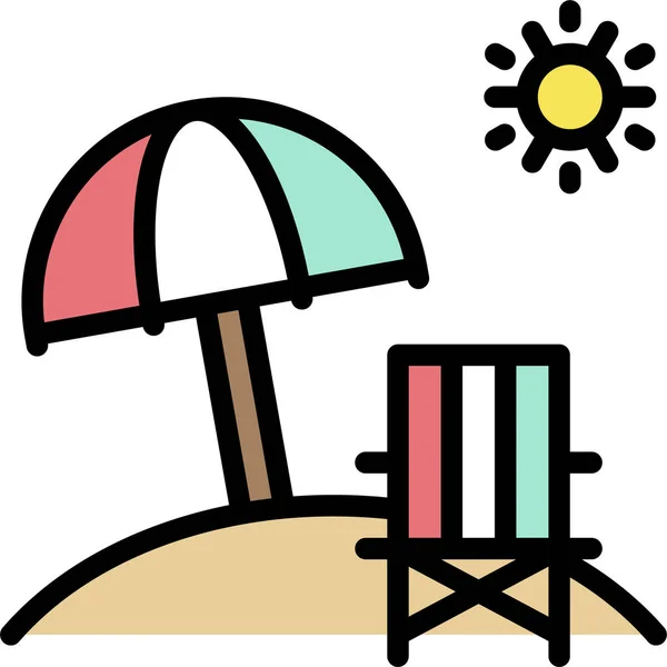 沙滩椅沙滩伞图标夏季分类 — 图库矢量图片
