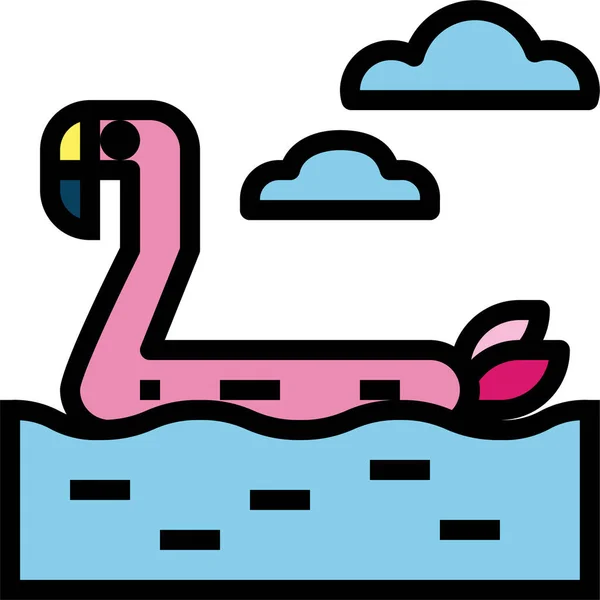 Flamingo Float Ring Icon Filledoutline Style — Vector de stock