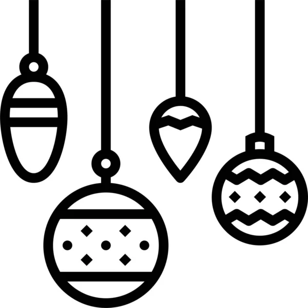 Ball Bauble Christmas Icon Outline Style — Stock Vector