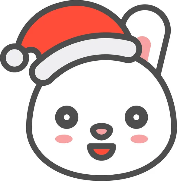 Bunny Christmas Emoji Icon Filledoutline Style — Stock Vector