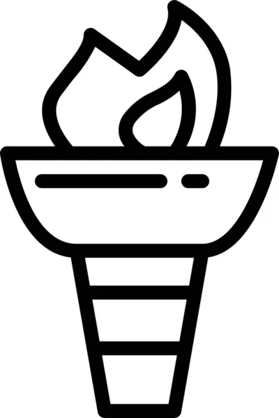 Fuego Llama Icono Olímpico Estilo Esquema — Vector de stock