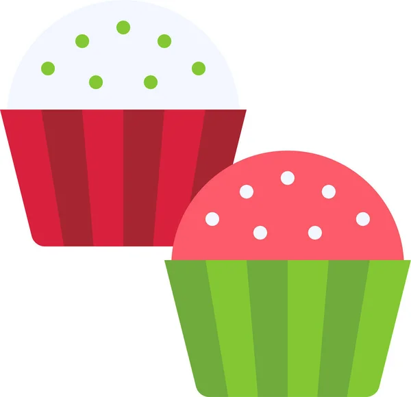 Christmas Food Cupcakes Icon Weihnachtskategorie — Stockvektor