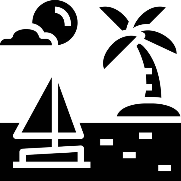 Vacaciones Playa Icono Verano Estilo Sólido — Vector de stock