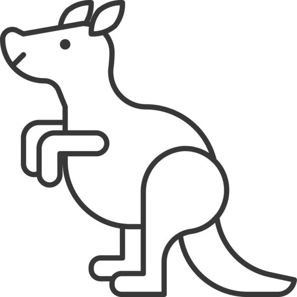 Animal Canguro Mamífero Icono Estilo Contorno — Vector de stock