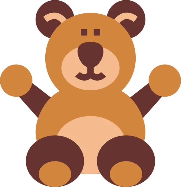 Zwierząt Niedźwiedź Pluszowy Ikona Płaskim Stylu — Wektor stockowy