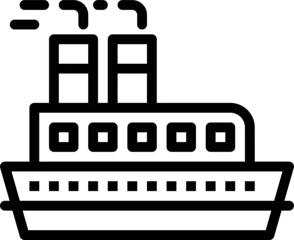 Båt Kryssningsfartyg Ikon Kontur Stil — Stock vektor