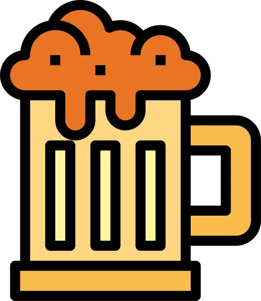Alkohol Bier Drink Ikone Filetiertem Outline Stil — Stockvektor