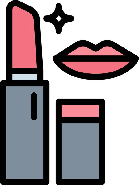Ikon Kecantikan Lipstik Kosmetik Dalam Gaya Filledoutline - Stok Vektor