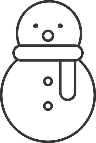 Weihnachten Schnee Schneemann Ikone Outline Stil — Stockvektor