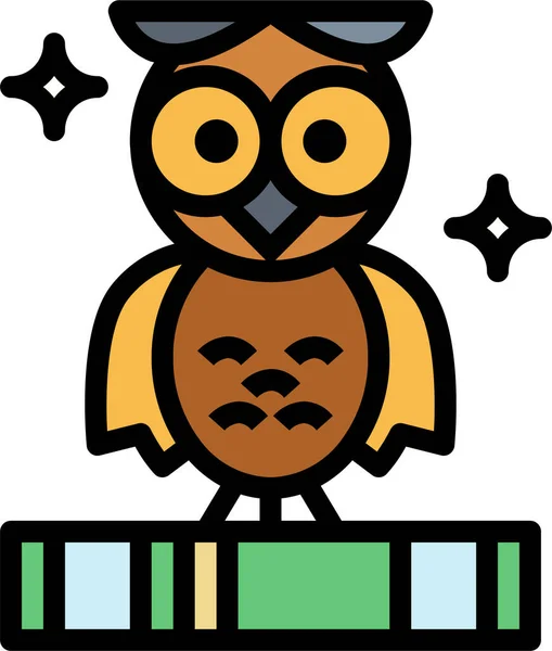 Bird Hunter Owl Icon Filledoutline Style — Vector de stock