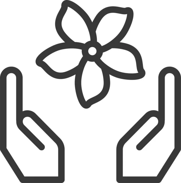 Χλωρίδα Λουλούδι Χέρι Εικονίδιο Στυλ Περίγραμμα — Διανυσματικό Αρχείο