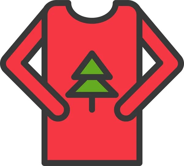 Bożonarodzeniowa Ikona Swetra Długim Rękawem Obrysowym Stylu — Wektor stockowy