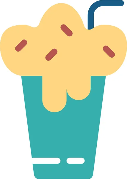 Dessert Drink Milkshake Icon Flat Style — Διανυσματικό Αρχείο