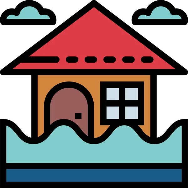 Architecture Flood Inundation Icon Filledoutline Style — vektorikuva